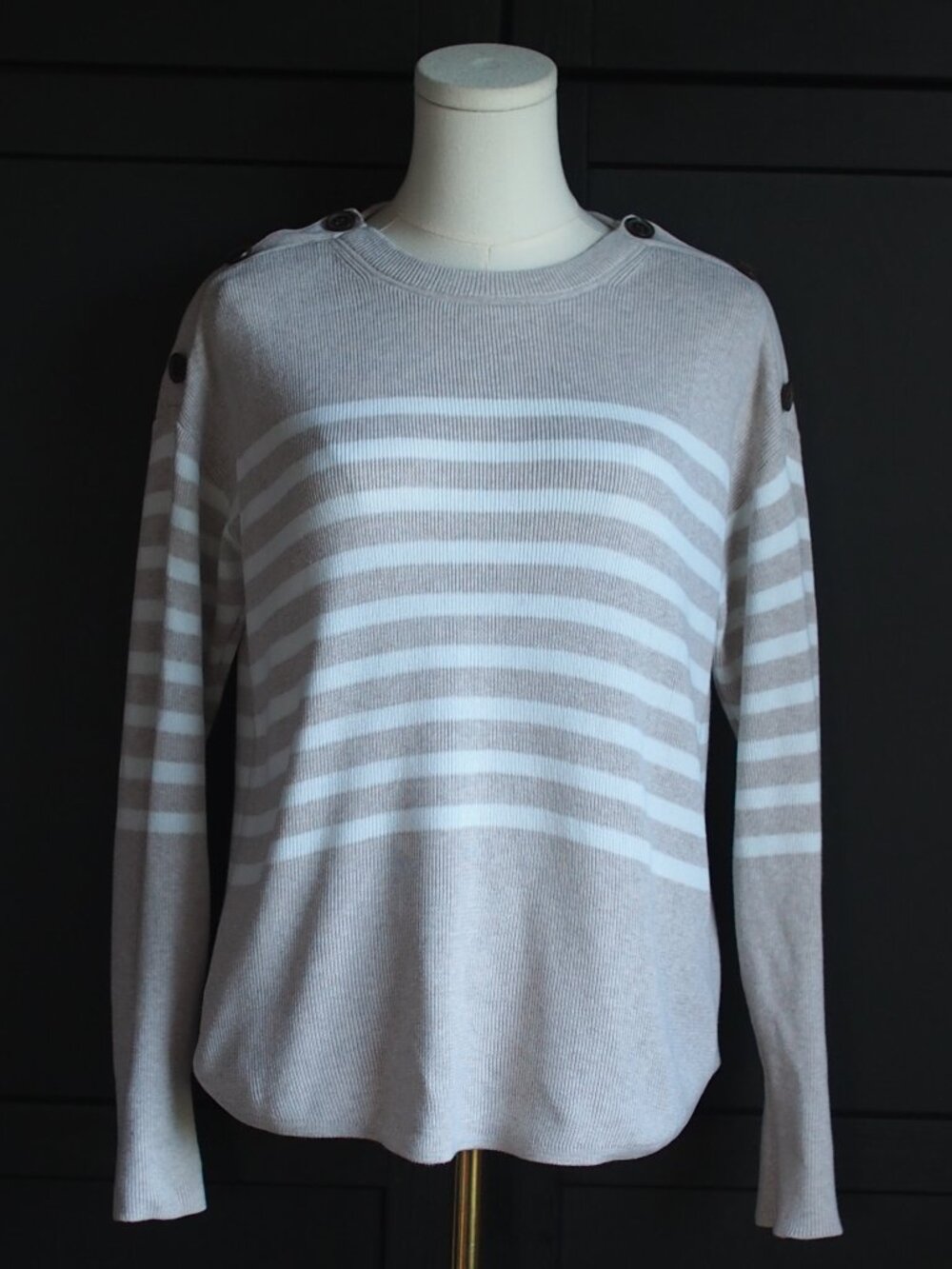 Gap | 100% Cotton Tan and White Stripe Sweater